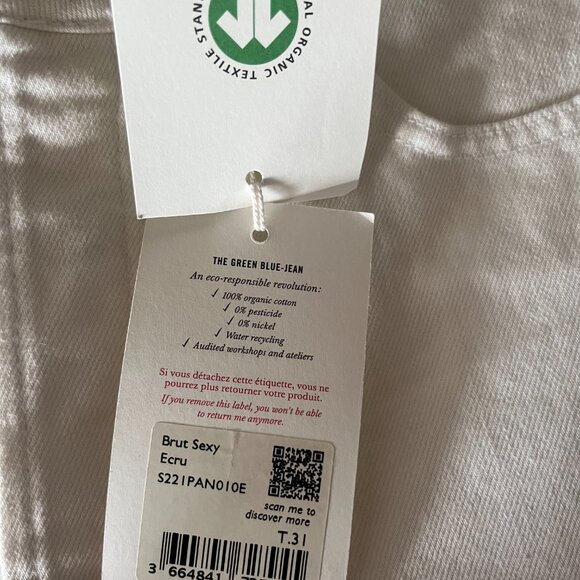 Sezane Denim "Brut Sexy" Ecru - Size 31 *NEVER WORN* - Picture 4 of 4